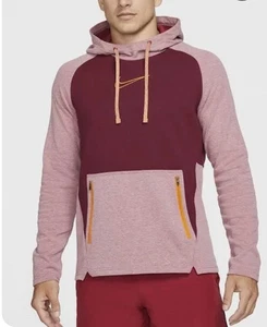 Nike Therma-FIT Pullover Training Hoodie Maroon Colorblock Center Swoosh Sz XL - Picture 1 of 5