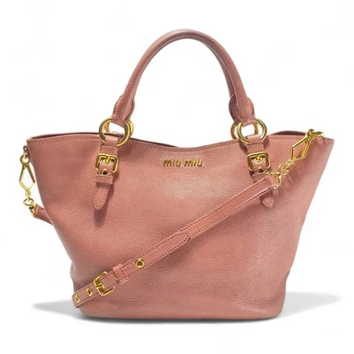 Bolsa de ombro MIU MIU rosa Madras couro 2 vias bolsa de grife bolsa tiracolo - Imagem 1 de 4