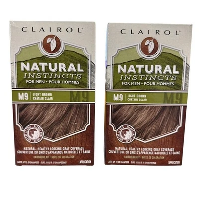 2 x Clairol M9 Natural Instincts For Men Light Brown Gray Coverage Hair Color - Image 1 of 4