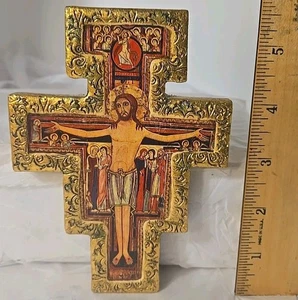 Vtg Italian Florentine Gold Gilt Wood Jesus Cross CRUCIFIX Christian Religous - Picture 1 of 7