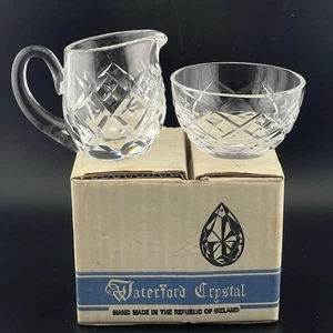 Vintage SIGNIERT Waterford Kristall Milchkännchen & offene Zuckerdose Set-Lismore Muster - Bild 1 von 12
