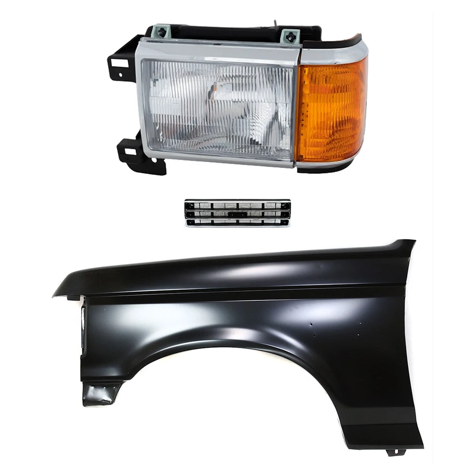 Fender and Grille Kit For 1989 1990 1991 Ford F-150 F-250 Primed Driver Side Foto 1 de 4