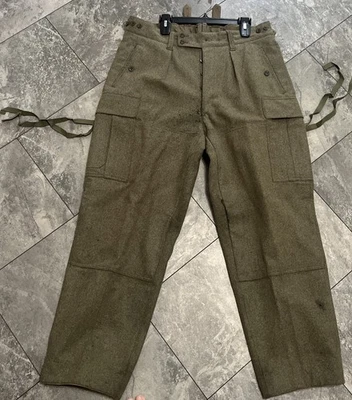 Vtg Bulag Munchen 60's German Military Green 100% Wool Cargo Pants Men's 38x30 - Image 1 of 4