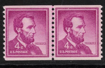 USA Scott 1058 Horizontal Coil Line Pair (Large Holes) Mint Never Hinged (1958) - Image 1 of 2