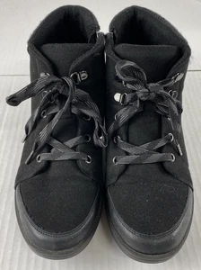 BZees “Brooklyn” Women’s Black Washable Wedge Ankle Boot Sz 8.5M Side Zip & Lace - Picture 1 of 8