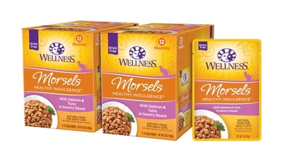 Healthy Indulgence Morsels Wet Cat Food 24P Salmon & Tuna Grain-Free 3oz Pouch - Image 1 of 4