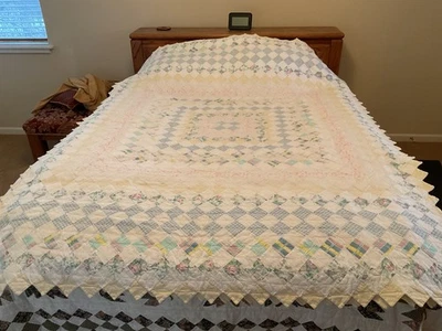 Винтажная почтовая марка 40-х годов лоскутное одеяло 62 x 83 дюйма - Изображение 1 из 4