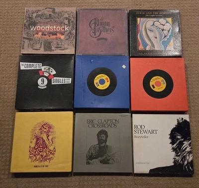 10 CD Box Sets albums lot Funk Soul Jazz Blues Folk Classic Rock Woodstock Stax - Image 1 of 2