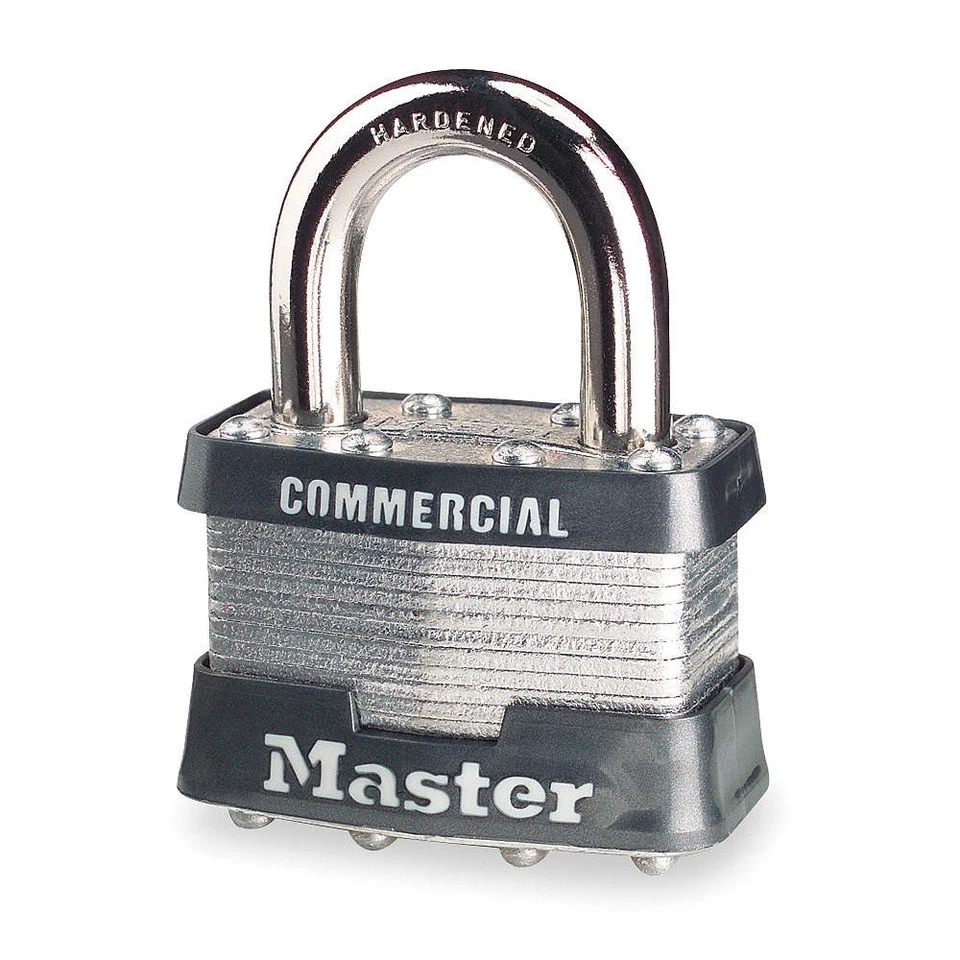 MASTER LOCK 1DCOM Keyed Padlock, 3/4 in,Rectangle,Silver 1A375 - Image 1 of 1