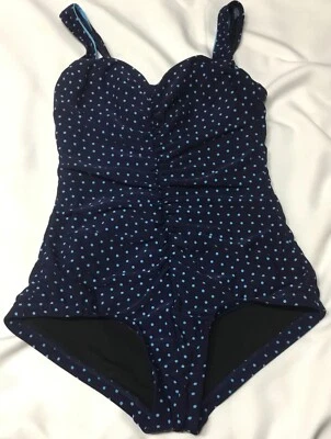 Traje de baño de una pieza Gabar para mujer talla 10 azul Poke-a Dot Foto 1 de 4