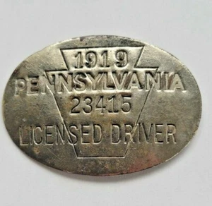 1919 Pennsylvania lizenziertes Fahrerabzeichen sehr schöner Zustand - Bild 1 von 3