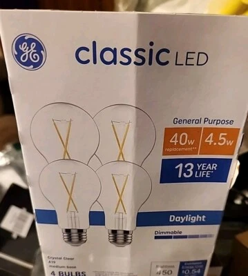 GE Classic LED 40 Watt Replacement Daylight (4 Pack) A19 4.5 W 5000K  - Image 1 of 3