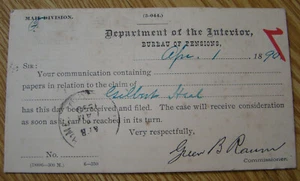 1890 Washington DC Tarjeta Postal Departamento del Interior Oficina de Pensiones Espacio B Verde - Imagen 1 de 3