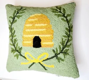 Peking handicraft hook pillow Bee Hive Green Huges And Golden Huges Accent - Picture 1 of 11