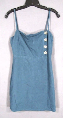 Vestido URBAN OUTFITTERS AZUL VERDOSO Detalle de Botones VESTIDO MEZCLA LINO Tirantes CAMBIO 0 Foto 1 de 4