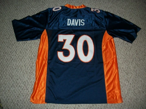 TERRELL DAVIS Unsigned Custom Denver Blue Sewn Football Jersey Sizes S-3XL Cover
