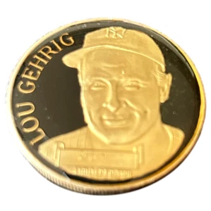 Moneda de bronce rara Lou Gehrig de oro de 24k con esmalte negro coleccionable - Imagen 1 de 3