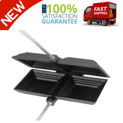 27" DOUBLE Cast Iron Square Pudgy Pie Maker Campfire Pudgie Sandwich Cooker New - Image 1 of 4