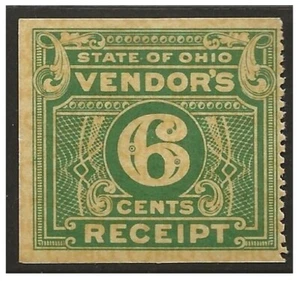 USA Ohio 1930s 6c Prepaid Sales Tax State Local Revenue Vendor's Receipt F/VF - Picture 1 of 2