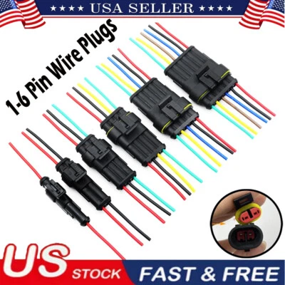 25Sets Waterproof Automotive Electrical Wire Connectors Plug Kit 1/2/3/4/5/6 Pin - Image 1 of 4