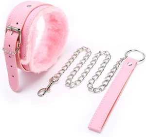 Leather Collar Necklace with Chain Leash Adjustable Neck Neck Collar Choker Soft - Picture 1 of 12