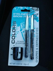 L.A. Colors 2pk- Eyeliner/Brow Pencils & Sharpener-New Stock-BPN222 Black - Picture 1 of 2