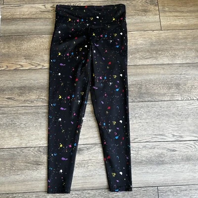 Leggings Champion Negro Pintura Salpicaduras Tiro Alto 7/8 Largo Talla Mediana Foto 1 de 4