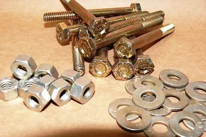 10 L9 1/4-20 x 2-1/2" Hex Head Bolts, 10 L9 Nuts, 20 L9 Washers. Complete system - Picture 1 of 2
