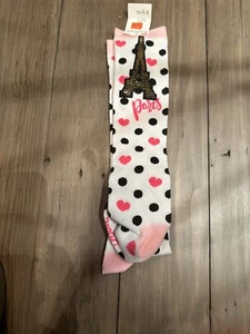 NWT NEW Justice 13-5 S M High Knee Paris Socks - Picture 1 of 2