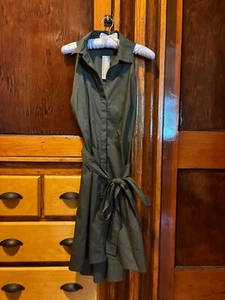 NWT Banana Republic Sleeveless Belted Button Front Shirt Dress Army Green Sz 12P - Picture 1 of 8