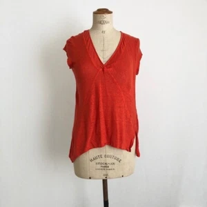 Anthropologie blouse red Meadow Rue high low top size:Small rayon career comfy - Picture 1 of 3