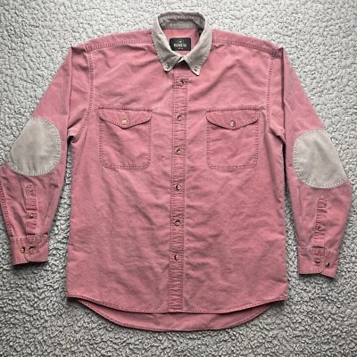 Camisa Pelirroja Abotonada Para Hombres M Rojo Parche Codo Exterior Desteñida Clásica De Colección Foto 1 de 4