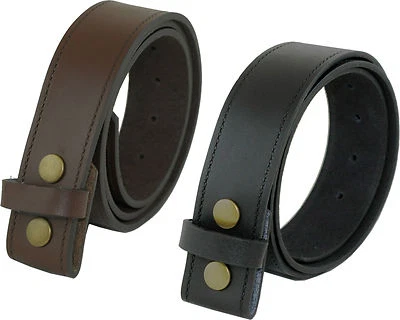 Mens Leather Press Stud Belt Snap On in Black Brown Own Buckle by Ashford Ridge