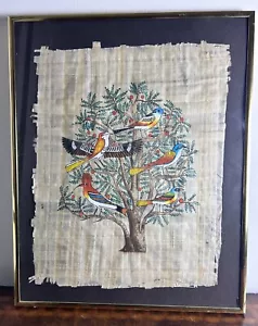 Raro papiro egizio vintage dipinto a mano albero della vita 20 x 17 - Foto 1 di 12