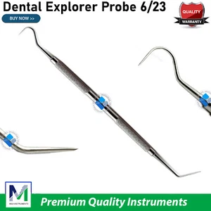 Dental Endodontic Explorer 6 Double Ended Hygiene Probe 23 Hook Dentists Pick - Picture 1 of 4