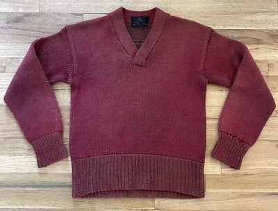 Vtg 20s 30s Varsity Sweater Size M Marbled Maroon hand knit Chunky Philadelphia - Image 1 of 4