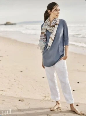 *NUEVO CON ETIQUETAS* PANTALONES DE PUÑO ENROLLADOS ELÁSTICOS DE LINO FÁCIL J.JILL_SAL MARINA (TOSTADO CLARO)_XL_$89 Foto 1 de 3