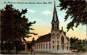 Green Bay Wisconsin St Patricks Church & School Postcard WI Posted 1908 - Picture 1 of 4