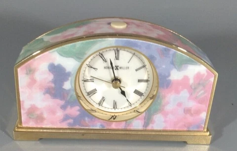 Howard Miller Desk Table Alarm Clock Vtg Pink Green Watercolor Groovy C9772 Cover