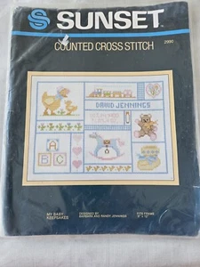 Sunset Counted Cross Stitch Kit My Baby Keepsakes #2990 New Sealed 1982 - Picture 1 of 3