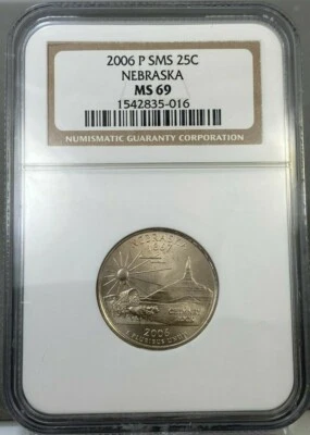 2006-P SMS 25c NEBRASKA State Quarter NGC MS69 - Image 1 of 2