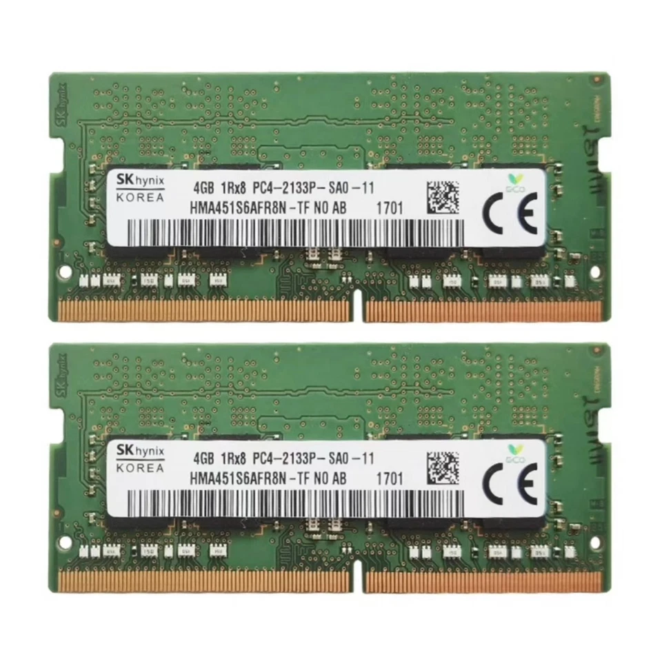 Hynix 8GB 2X4GB DDR4 PC4-17000 DDR4-2133MHz SODIMM Memory Ram HMA451S6AFR8N - Image 1 of 4
