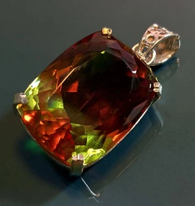 60+ Ct Color Change Alexandrite Fancy Cut 925 Solid Silver Pendant Gemstone - Picture 1 of 8