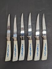 Vintage Lifetime Cutlery Cornflower Stainless Steel Serrated Knives Lot of 6