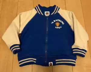 A BATHING APE BAPE KIDS long sleeve blouson jacket 90 blue lined cotton - Picture 1 of 23