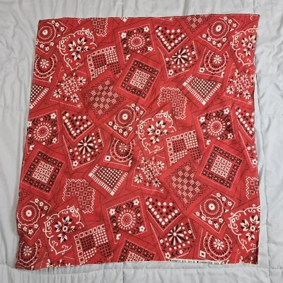 Retro 70s Red Black Bandana Geometric Patchwork Head Scarf Retro Boho Hippy - Image 1 of 4