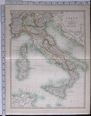 1915 LARGE MAP ITALY ROME TUSCANY MARCHES EMILIA SICILY PIEDMONT MILAN - Image 1 of 4