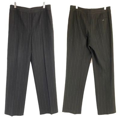 Rafaella Trousers Pants Size 10 Black Pinstripe Straight Leg High Rise Retro - Image 1 of 4