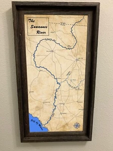 Mapa del río Suwannee Florida enmarcado - Imagen 1 de 4