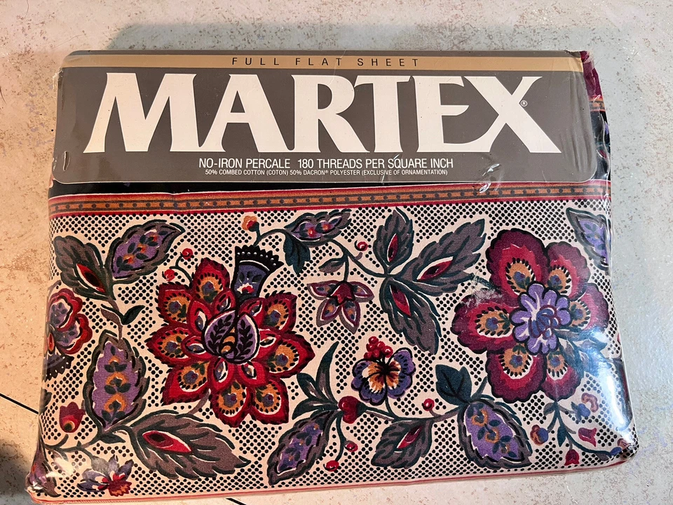 NEW Vintage Martex Avignon FULL Size Sheet Flat Floral Paisley Sealed - Image 1 of 3